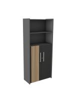 Schrank Oxford, 5 Ordnerhöhen mit Tür 3 OH und Regal, Anthrazit