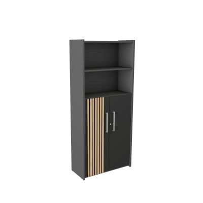 Schrank Oxford, 5 Ordnerhöhen mit Tür 3 OH und Regal, Anthrazit