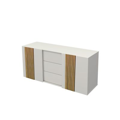 Sideboard Oxford, 2 Ordnerhöhen mit Schubladen, Weiß