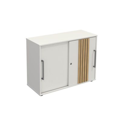 Sideboard Oxford, 2 Ordnerhöhen mit Schiebetüren, Weiß