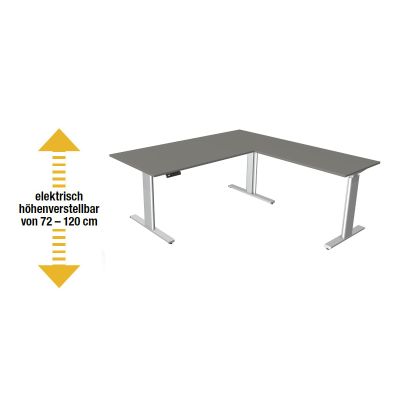 Elektromotorischer Steh-Sitztisch Move.3 mit Anbau (Gestell silber)